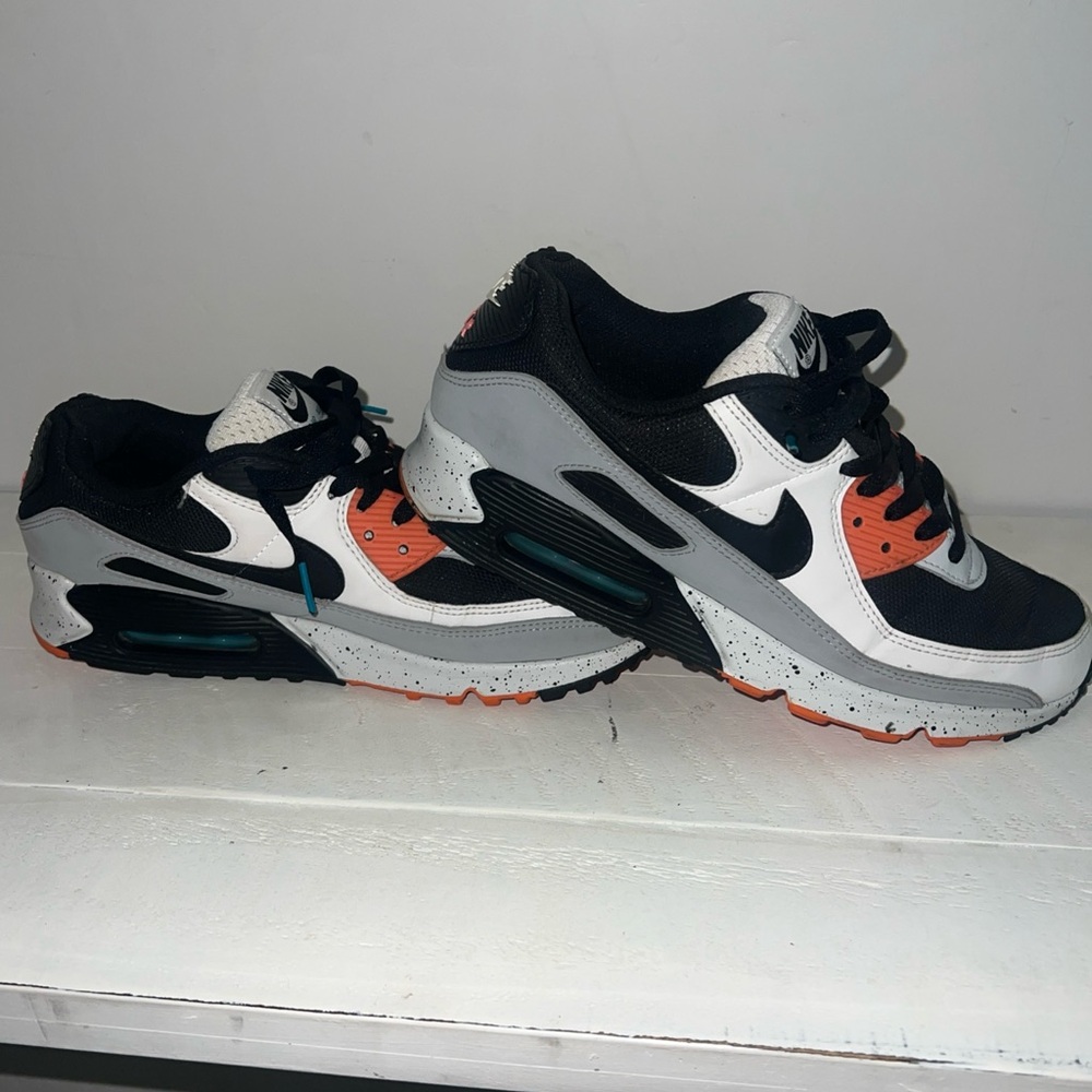 Nike Air Max 90 in Black, White, and turf Orange
